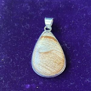 Sterling Silve‎ Jasper Teardrop Pendant
